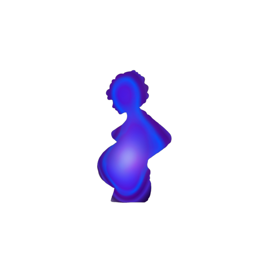 Artistic depiction of a maternal figure enveloped in a soothing blue aura, representing the journey through postpartum depression, supported by Godaelli Psychiatric and Mental Health Center.