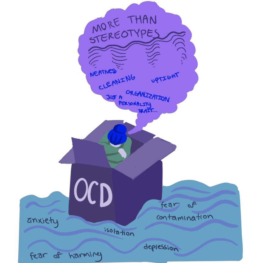 Illustration depicting the complexities of OCD, moving beyond stereotypes, provided by Godaelli Psychiatric and Mental Health Center.
